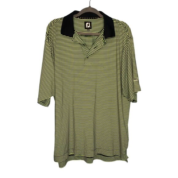 FootJoy Shirt Mens Large Green Stripe Polo Golf Performance Embroidered - Picture 1 of 7